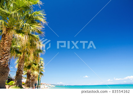 Blue paradise water of Toroneos kolpos gulf, Pefkohori, Greece 83554162