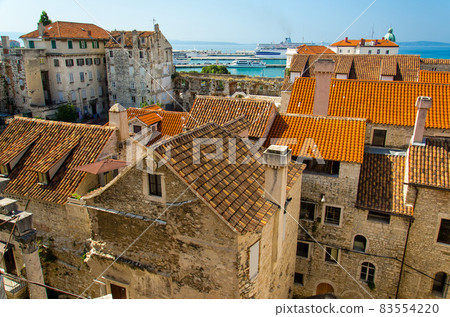 Marine waterfront and port aerial view, Split, Dalmatia, Croatia Marine waterfront and port aerial view, Split, Dalmatia, Croatia 83554220