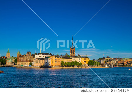 Riddarholmen island with Riddarholm Church spires, Stockholm, Sweden Riddarholmen island with Riddarholm Church spires, Stockholm, Sweden 83554379