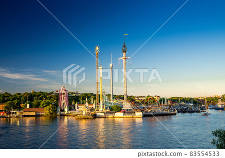 Djurgarden island and Tivoli carousel attractions, Stockholm, Sweden Djurgarden island and Tivoli carousel attractions, Stockholm, Sweden 83554533