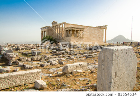 Ancient Erechtheion temple on Acropolis hill in Athens, Greece 83554534