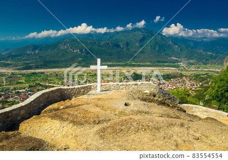 Big white cross of Holy Trinity Meteora Monastery, Kalabaka, Greece 83554554