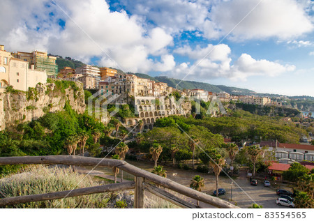 Tropea town colorful stone buildings on top of cliff, Calabria, Italy 83554565