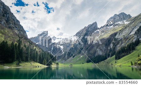 Seealpsee lake with the Swiss Alps, Appenzeller Land, Switzerland Seealpsee lake with the Swiss Alps, Appenzeller Land, Switzerland 83554660