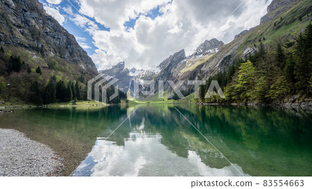 Seealpsee lake with the Swiss Alps, Appenzeller Land, Switzerland Seealpsee lake with the Swiss Alps, Appenzeller Land, Switzerland 83554663