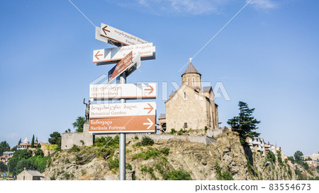 Metekhi Church and Monument of King Vakhtang I Gorgasali in Tbilisi 83554673