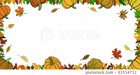 Pumpkin with leaves colorful autumn frame with... - Stock Illustration ...