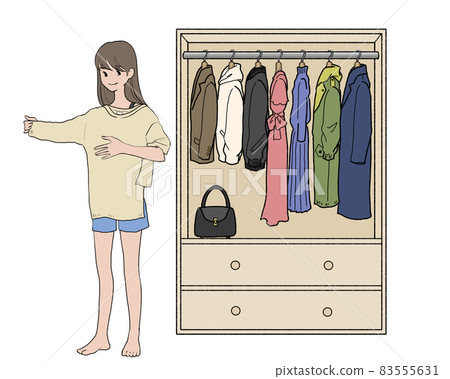 Closet_Woman choosing a wardrobe and clothes Closet_Woman choosing a wardrobe and clothes 83555631