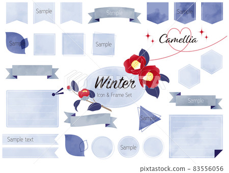 Watercolor style winter icon frame set 83556056