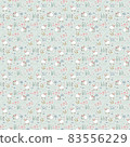 Seamless pattern with cute sheep, rainbow, clouds on lawn. 83556229