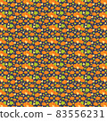 Seamless pattern with hand drawn pumpkins and leaves. 83556231