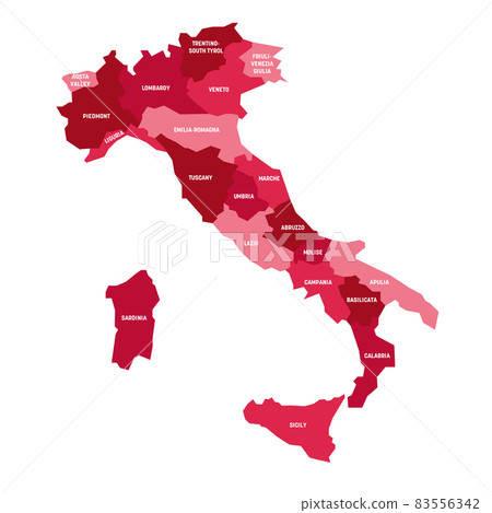 Italy - map of regions Italy - map of regions 83556342