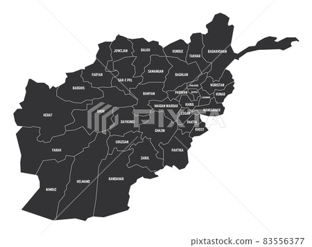 Afghanistan - vector map of provinces Afghanistan - vector map of provinces 83556377