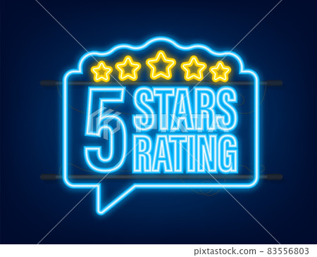 5 star rating. Badge with icons on white background. Neon icon. Vector illustration 5 star rating. Badge with icons on white background. Neon icon. Vector illustration 83556803