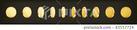 Golden money set. Set of rotating gold coins. - Stock Illustration ...