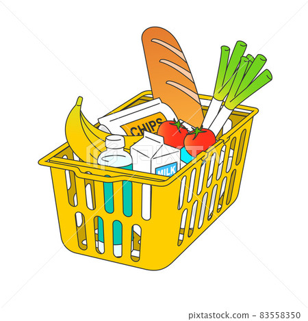 Illustration of a shopping cart full of products Illustration of a shopping cart full of products 83558350
