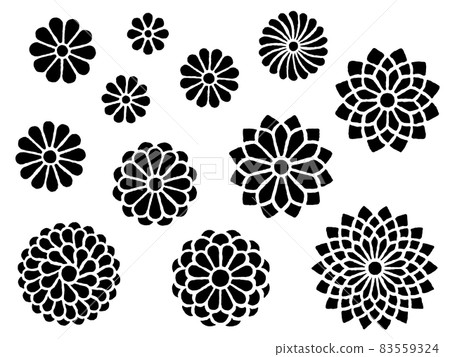 日式菊花手繪剪影套裝 83559324