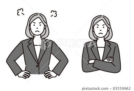Monochrome illustration of an angry business... - Stock Illustration ...