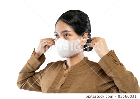 Indonesian women in civil servant uniforms wearing masks Indonesian women in civil servant uniforms wearing masks 83560031