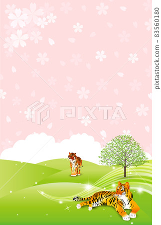 老虎新年賀卡風景背景 83560180