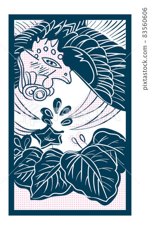 Illustration of Hanafuda Single rose double tone Black and white | December phoenix on paulownia | Japanese card game Illustration of Hanafuda Single rose double tone Black and white | December phoenix on paulownia | Japanese card game 83560606