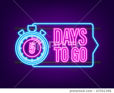 5 days to go. Neon style icon. Vector typographic design. Vector stock illustration 5 days to go. Neon style icon. Vector typographic design. Vector stock illustration 83561266