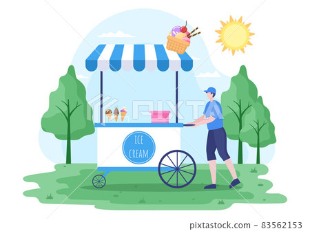 Summer Fair with Carnival, Circus, Funfair or Amusement Park. Landscape of Carousels, Roller Coaster, Air Balloon and Playground Vector Illustration 83562153