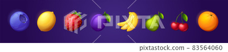 Fruit game icons for casino slot machine set 83564060