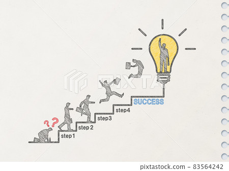 Illustration of a light bulb and a businessman with the concept of business success 83564242