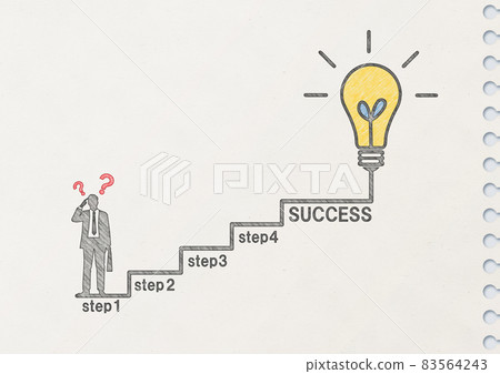 Illustration of a light bulb and a businessman with the concept of business success Illustration of a light bulb and a businessman with the concept of business success 83564243