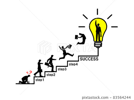 Illustration of a light bulb and a businessman with the concept of business success 83564244