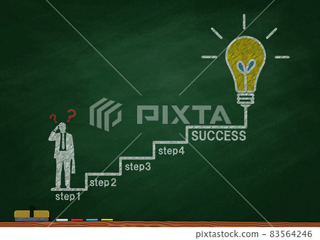 Illustration of a light bulb and a businessman with the concept of business success Illustration of a light bulb and a businessman with the concept of business success 83564246