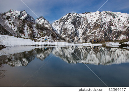Beautiful unreturned sword reflected in Happo Pond Happoone Nature Research Road Hakuba Village, Nagano Prefecture Beautiful unreturned sword reflected in Happo Pond Happoone Nature Research Road Hakuba Village, Nagano Prefecture 83564657