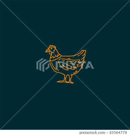 The homemade chicken line. Illustrations with a bird hand-drawn on a farm. Natural animals for organic design and agriculture. 83564779