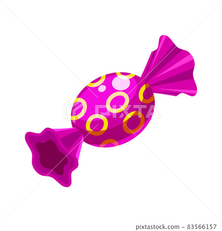 Candy isometric wrapped colorful red confectionery caramel lollipop. Vector illustration cartoon style 83566157