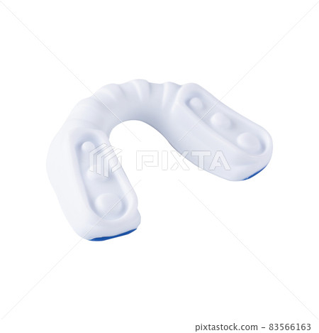 blue boxing Kappa, protection of teeth and lips, on a white background, isolate, the reverse side blue boxing Kappa, protection of teeth and lips, on a white background, isolate, the reverse side 83566163