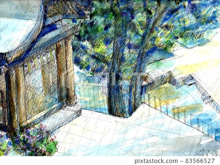 Chikubu Island historic building watercolor sketch Chikubu Island historic building watercolor sketch 83566527