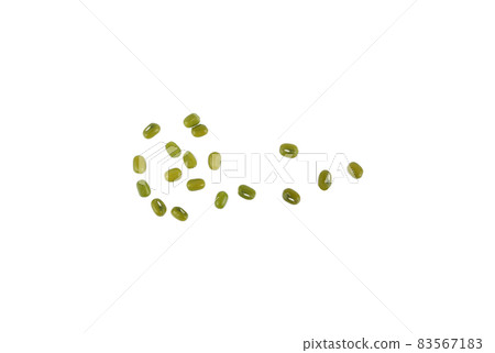 Flat lay (top view) of Mung bean (Vigna radiata) seeds isolated on white background. Flat lay (top view) of Mung bean (Vigna radiata) seeds isolated on white background. 83567183