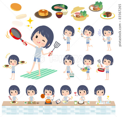 Set of unpaid avatar women for cooking 83567265