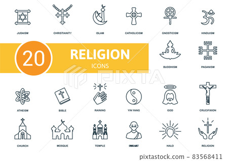 Religion icon set. Collection of simple...-插圖素材 [83568411] - PIXTA圖庫