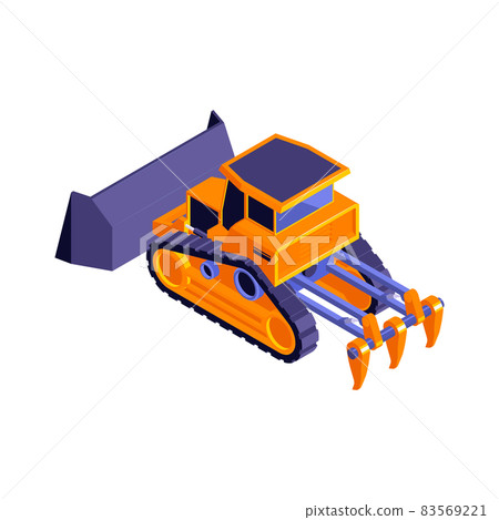 Dump Bulldozer Isometric Composition 83569221