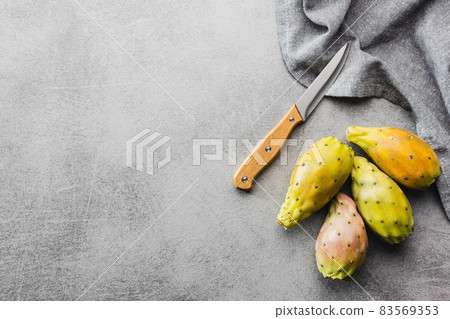 Raw prickly pears. Opuntia or indian fig cactus. 83569353