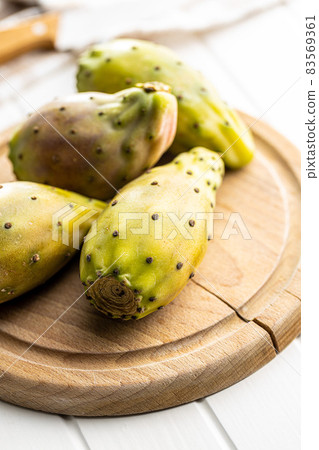 Raw prickly pears. Opuntia or indian fig cactus. 83569361