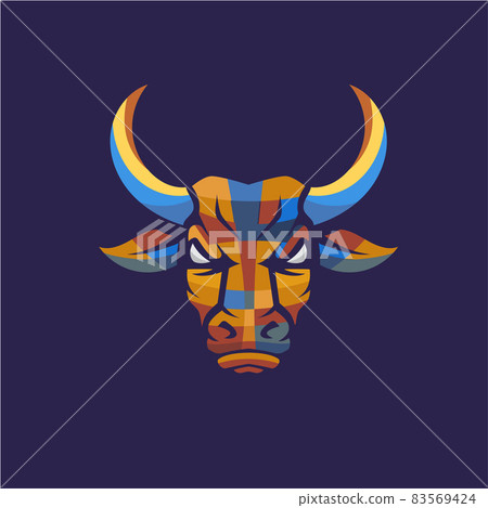 Bull Head geometric colorful Vector 83569424