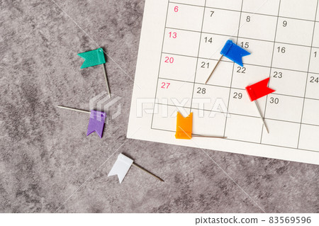 The concept of planning and deadline with push pin on calendar date. The concept of planning and deadline with push pin on calendar date. 83569596