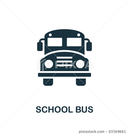 School Bus icon. Monochrome sign from school education collection. Creative School Bus icon illustration for web design, infographics and more School Bus icon. Monochrome sign from school education collection. Creative School Bus icon illustration for web design, infographics and more 83569661