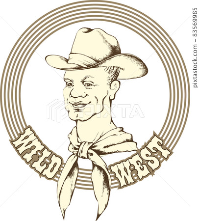 Handsome cowboy and the lettering "Wild West" Handsome cowboy and the lettering "Wild West" 83569985