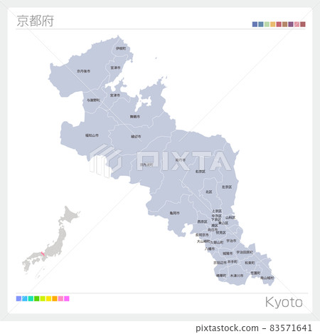 Map of Kyoto Prefecture, Kyoto, city, town, and village names 83571641