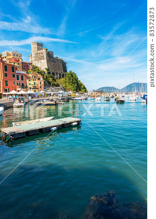 Ancient Castle and the Port of Lerici town - Gulf Of La Spezia Liguria Italy 83572873