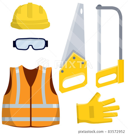 Set of clothes Builder and worker. Cartoon flat illustration 83572952